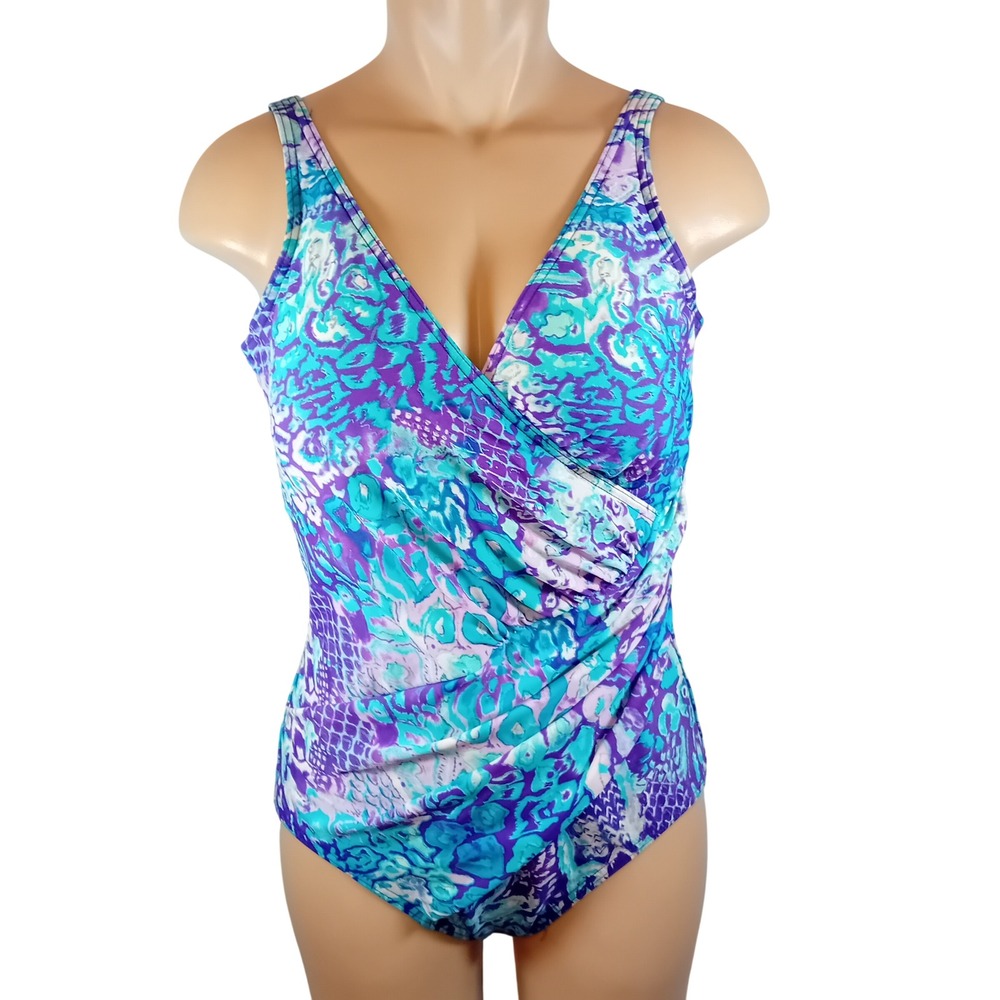 Vintage 90s Miraclesuit Caliente Intrigue Swimsuit One Piece Bohemian Fits 14-16